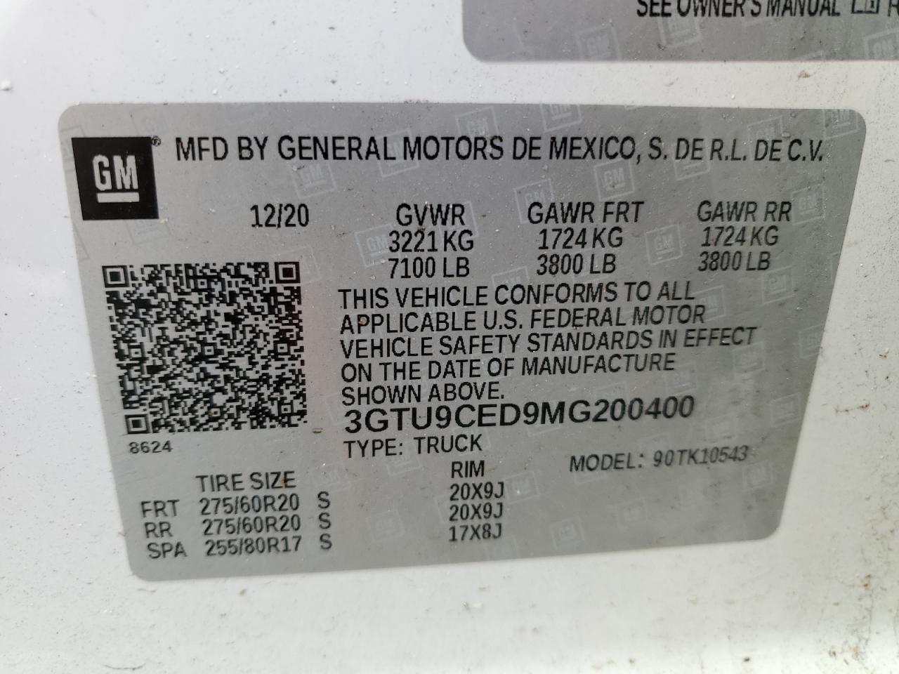 3GTU9CED9MG200400 2021 GMC Sierra K1500 Elevation