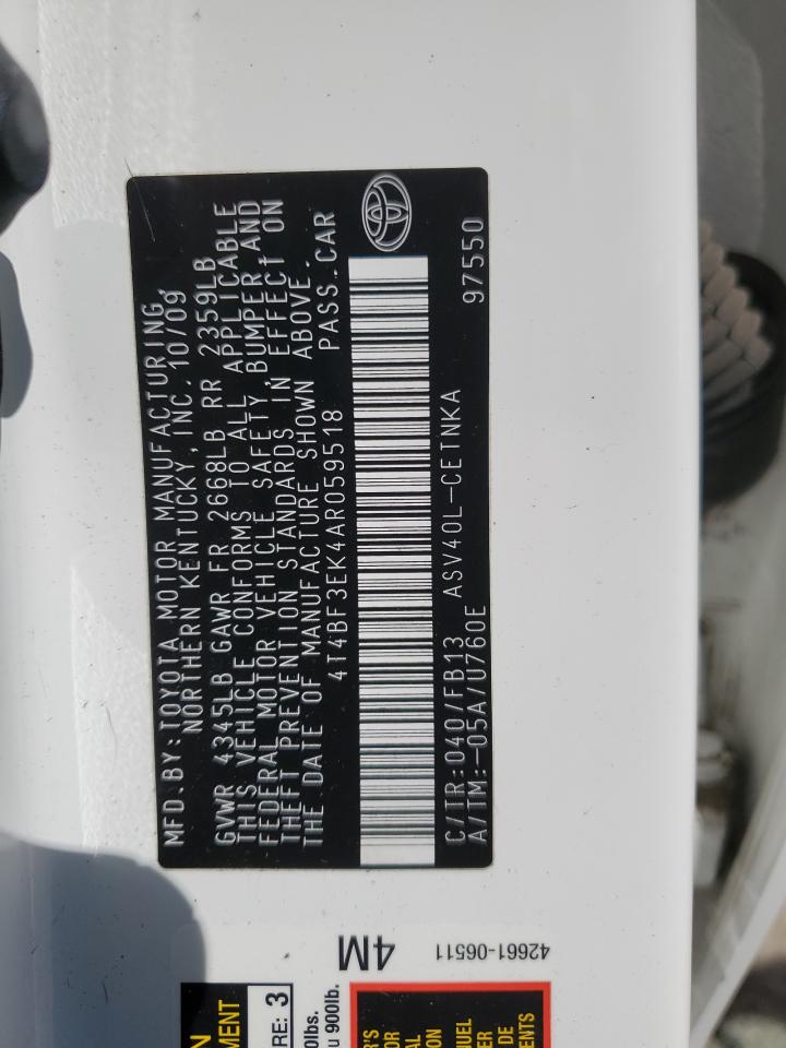 4T4BF3EK4AR059518 2010 Toyota Camry Base