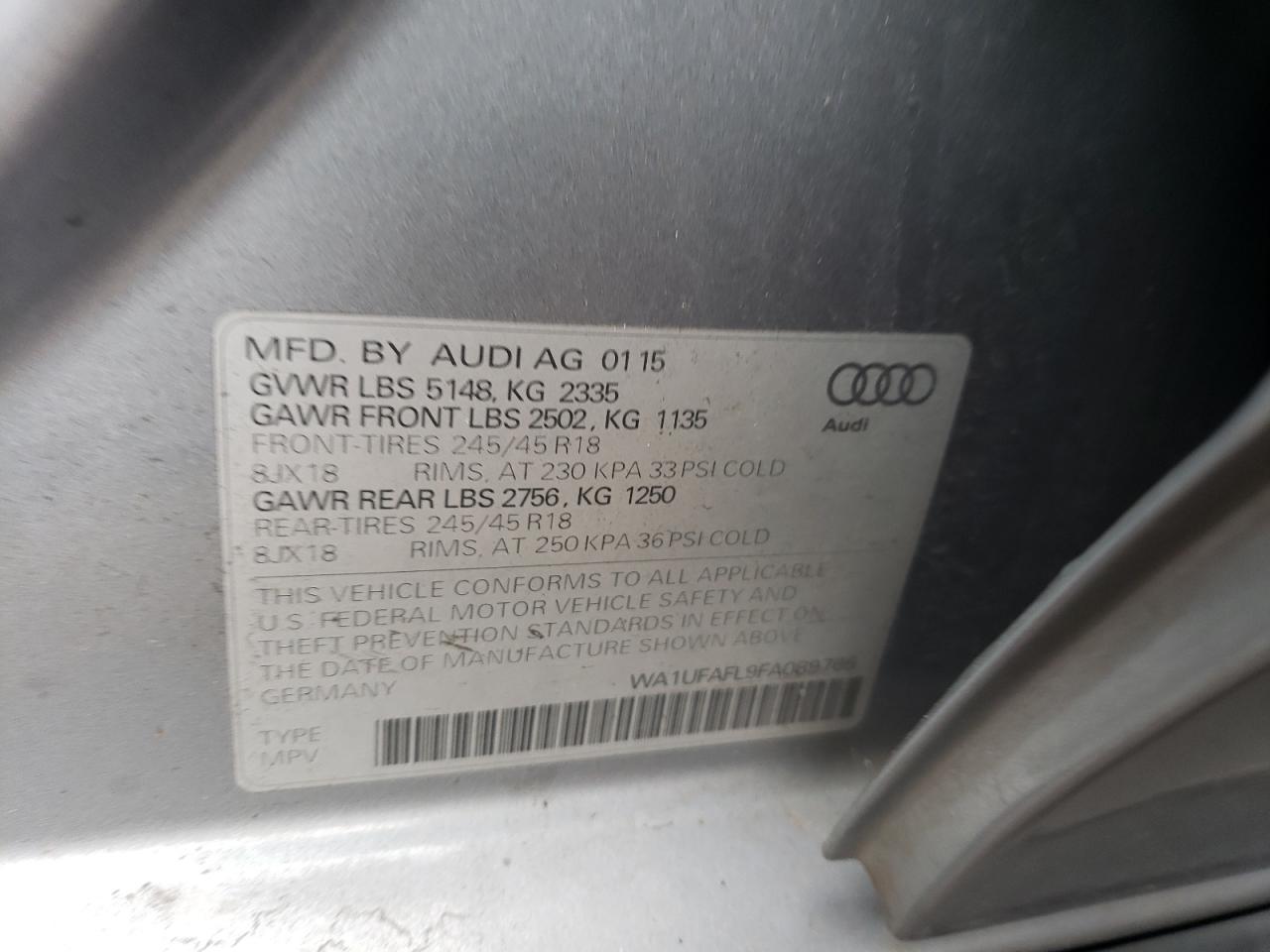 WA1UFAFL9FA089765 2015 Audi A4 Allroad Premium Plus