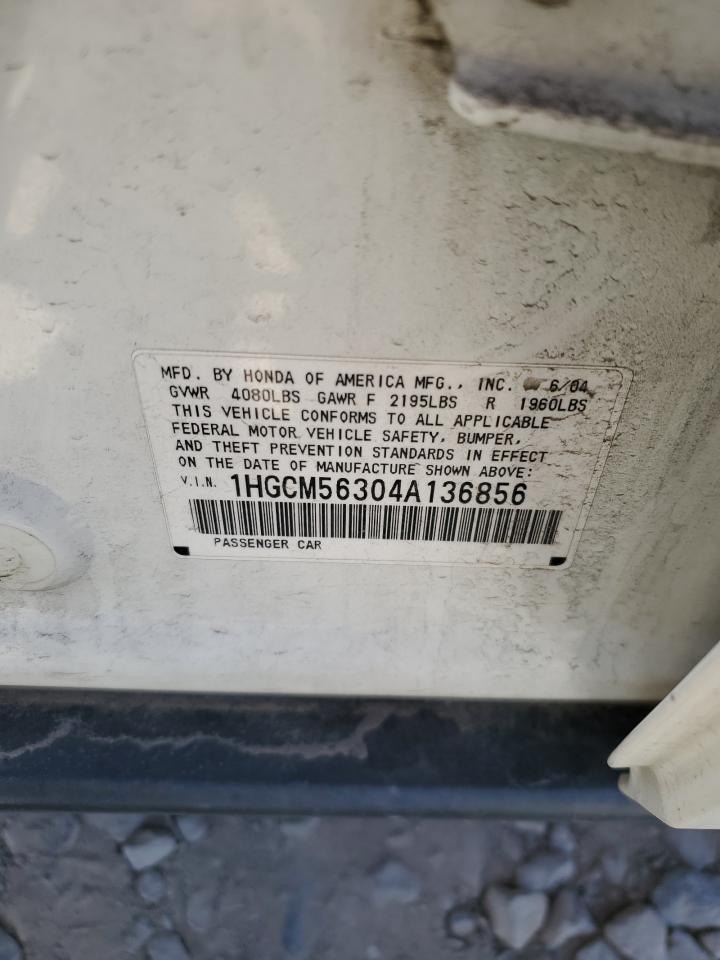 1HGCM56304A136856 2004 Honda Accord Lx