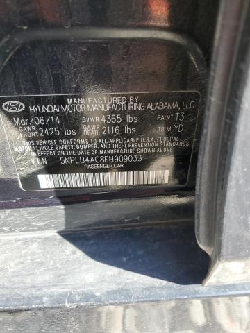 2014 Hyundai Sonata Gls VIN: 5NPEB4AC8EH909033 Lot: 50423284