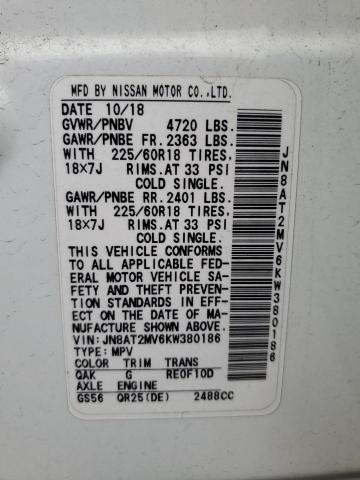 2019 Nissan Rogue S VIN: JN8AT2MV6KW380186 Lot: 49180604