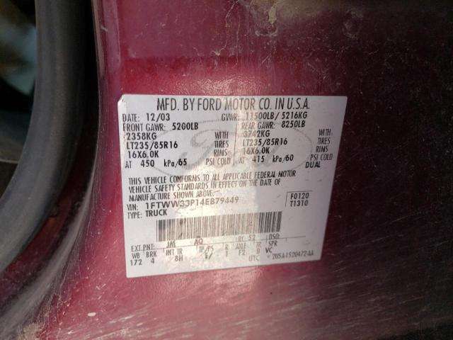 2004 Ford F350 Super Duty VIN: 1FTWW33P14EB79449 Lot: 52819754