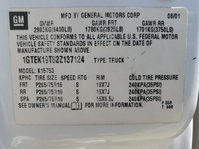 2002 GMC New Sierra K1500 VIN: 1GTEK19T82Z137124 Lot: 49256604