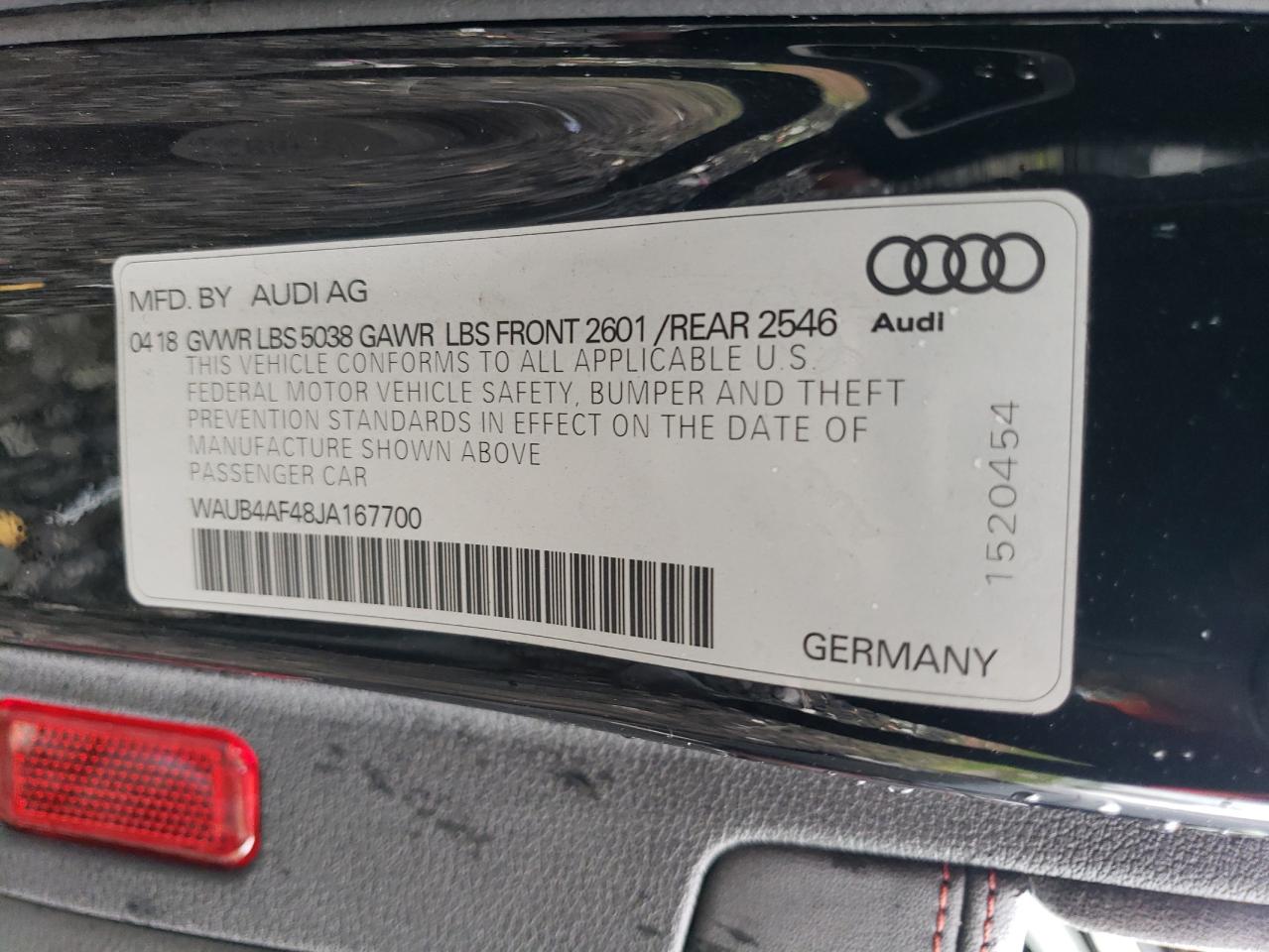 WAUB4AF48JA167700 2018 Audi S4 Premium Plus