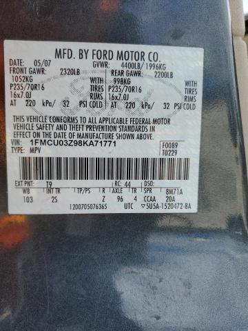 2008 Ford Escape Xlt VIN: 1FMCU03Z98KA71771 Lot: 50278324