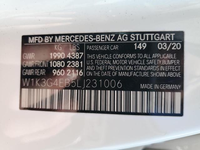 2020 Mercedes-Benz A 220 VIN: W1K3G4EB5LJ231006 Lot: 51009584