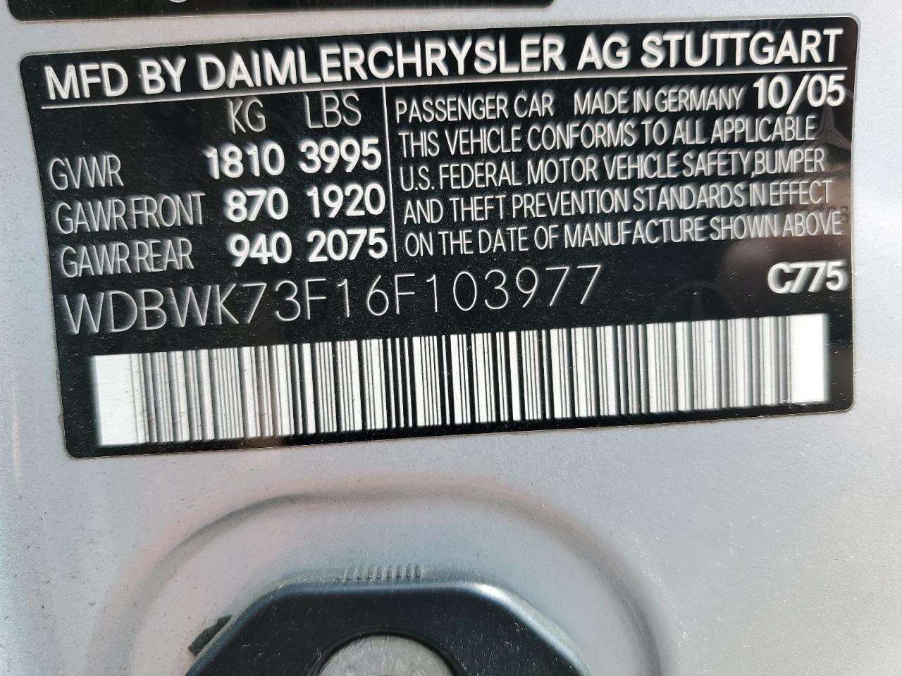 WDBWK73F16F103977 2006 Mercedes-Benz Slk 55 Amg