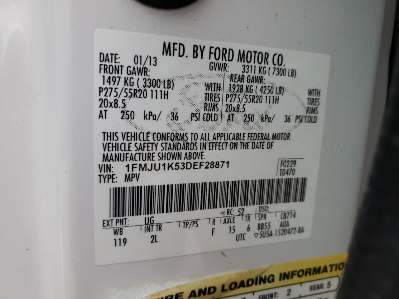 1FMJU1K53DEF28871 2013 Ford Expedition Limited