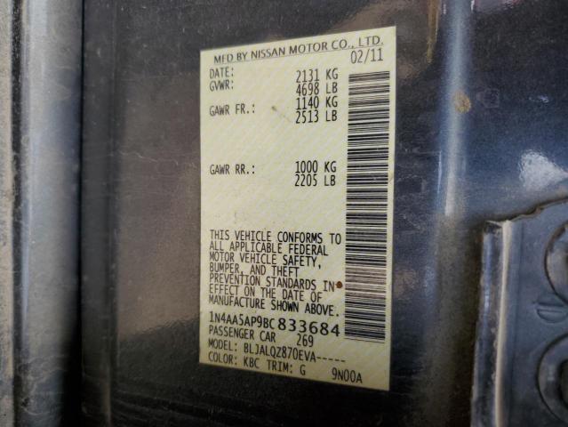 2011 Nissan Maxima S VIN: 1N4AA5AP9BC833684 Lot: 53051014