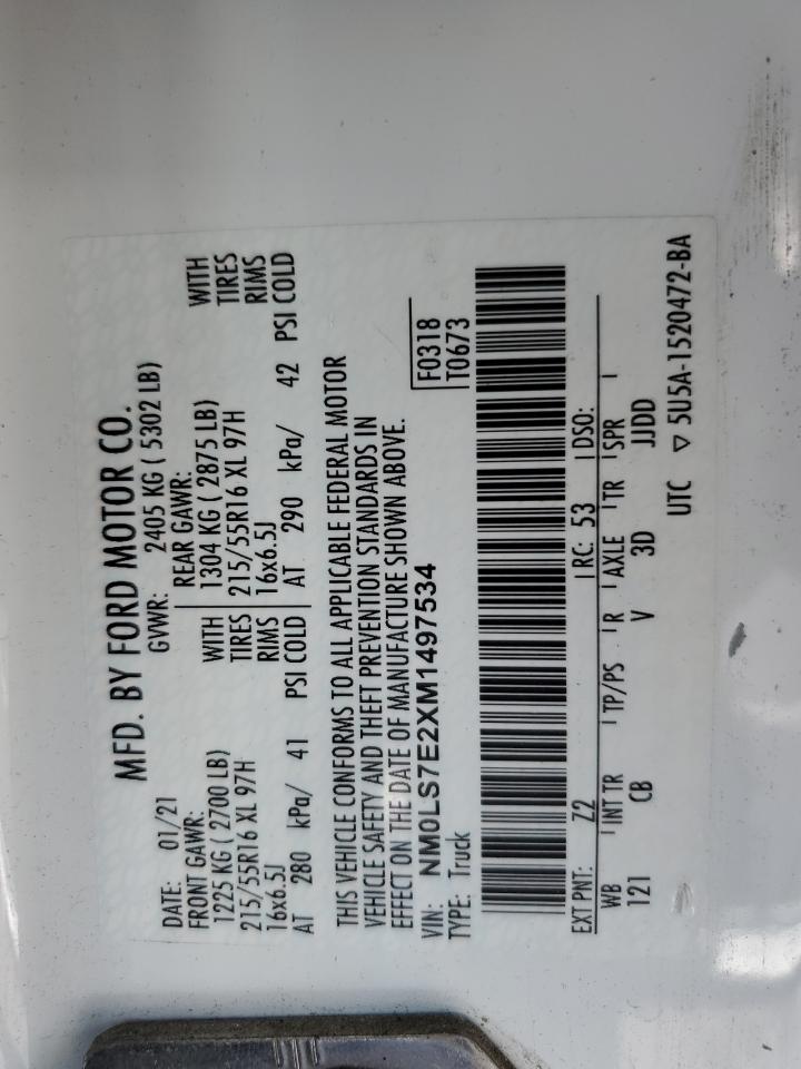 NM0LS7E2XM1497534 2021 Ford Transit Connect Xl