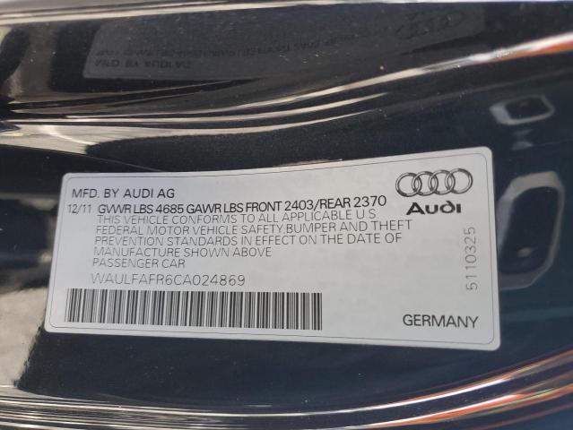 2012 Audi A5 Premium Plus VIN: WAULFAFR6CA024869 Lot: 51060274