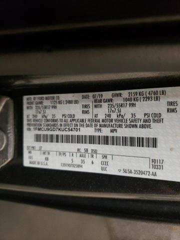 2019 FORD ESCAPE SE - 1FMCU9GD7KUC54701