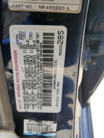 2002 Mitsubishi Montero Xls VIN: JA4MW31R82J017151 Lot: 50686544