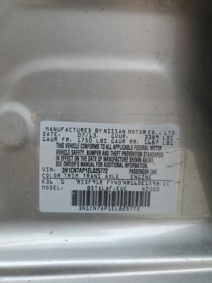 3N1CN7AP1EL825772 2014 Nissan Versa S