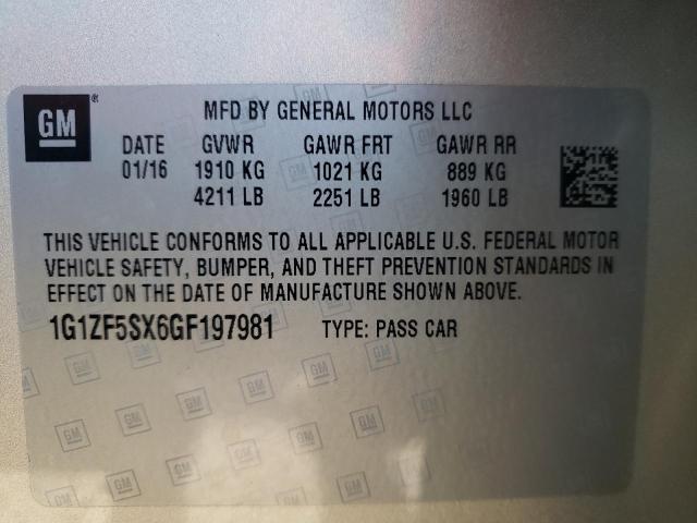 2016 CHEVROLET MALIBU LT - 1G1ZF5SX6GF197981