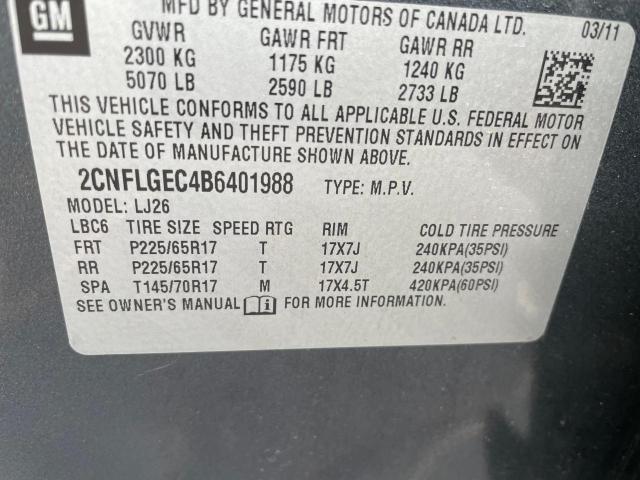 2CNFLGEC4B6401988 | 2011 Chevrolet equinox ltz