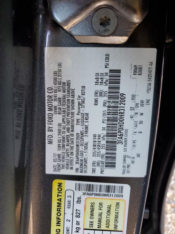 3FA6P0HD0HR312009 2017 Ford Fusion Se