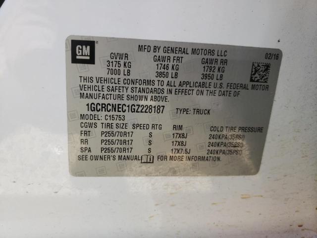 2016 Chevrolet Silverado C1500 VIN: 1GCRCNEC1GZ228187 Lot: 50823964