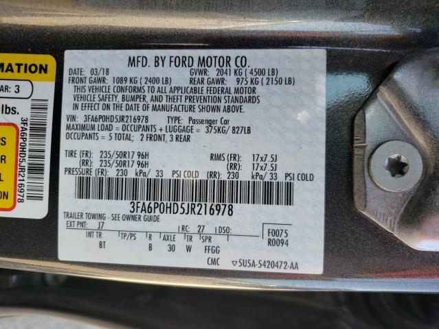 VIN 3FA6P0HD5JR216978 2018 Ford Fusion, SE no.12