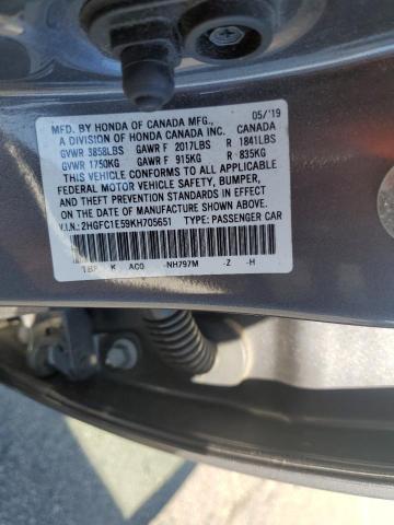 2HGFC1E59KH705651 2019 HONDA CIVIC