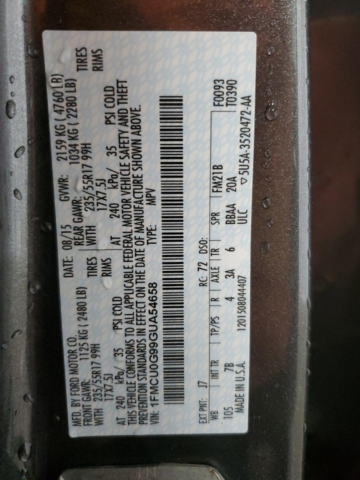 1FMCU0G99GUA54658 2016 Ford Escape Se