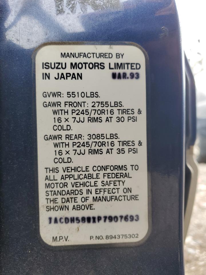 JACDH58WXP7907693 1993 Isuzu Trooper Ls
