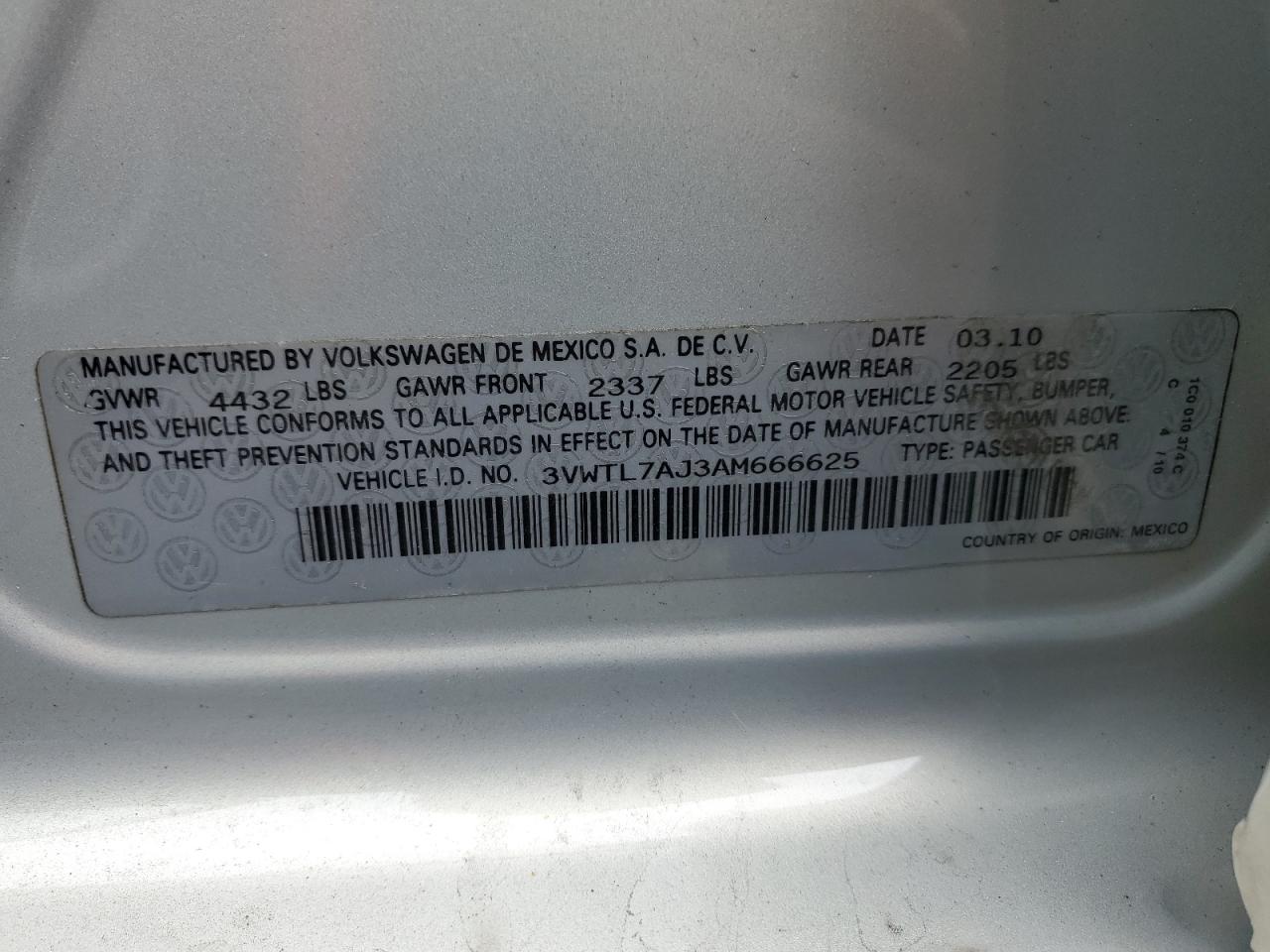 3VWTL7AJ3AM666625 2010 Volkswagen Jetta Tdi