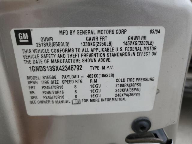 2004 Chevrolet Trailblazer Ls VIN: 1GNDS13SX42348792 Lot: 52004574