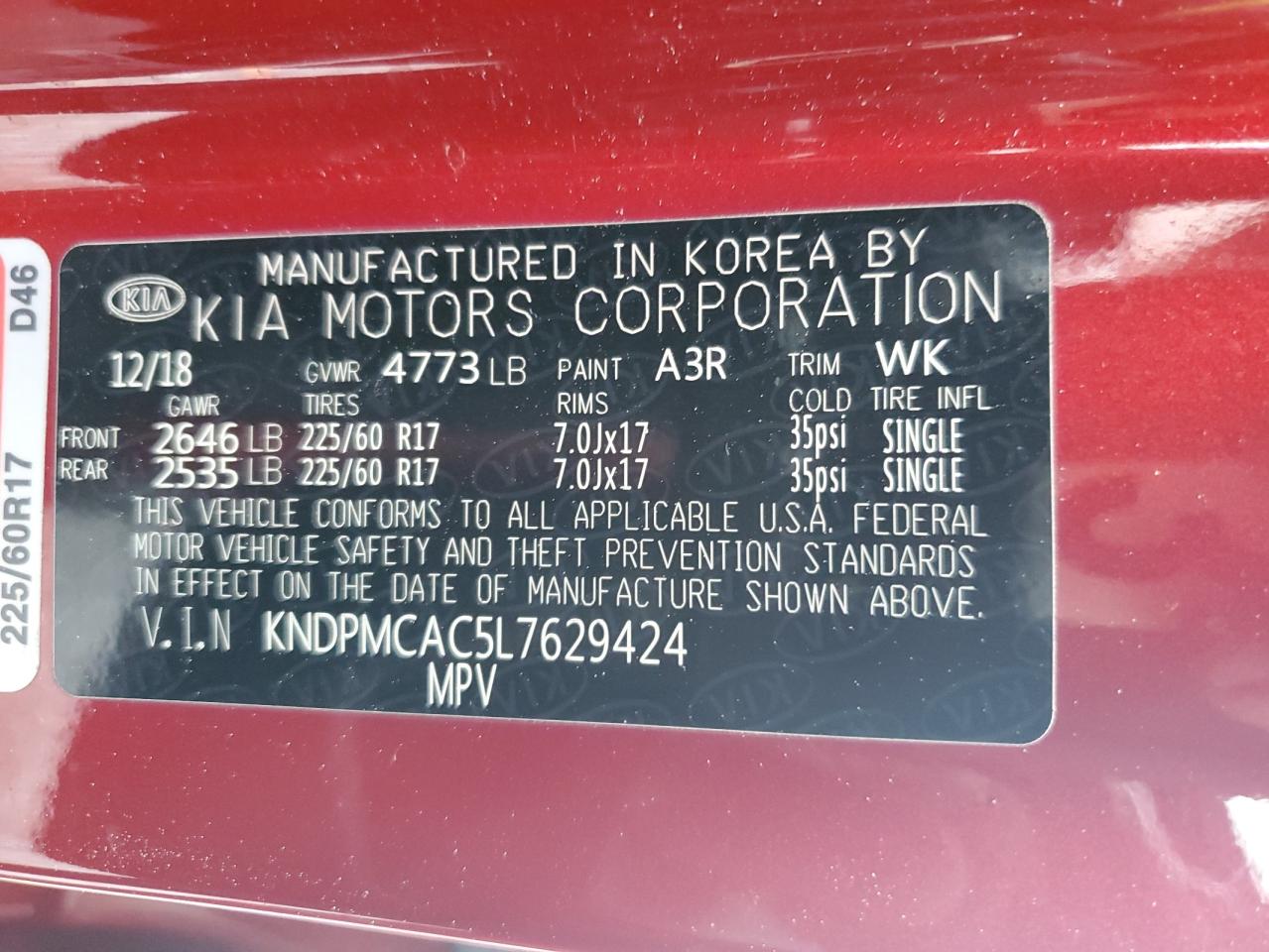 KNDPMCAC5L7629424 2020 Kia Sportage Lx