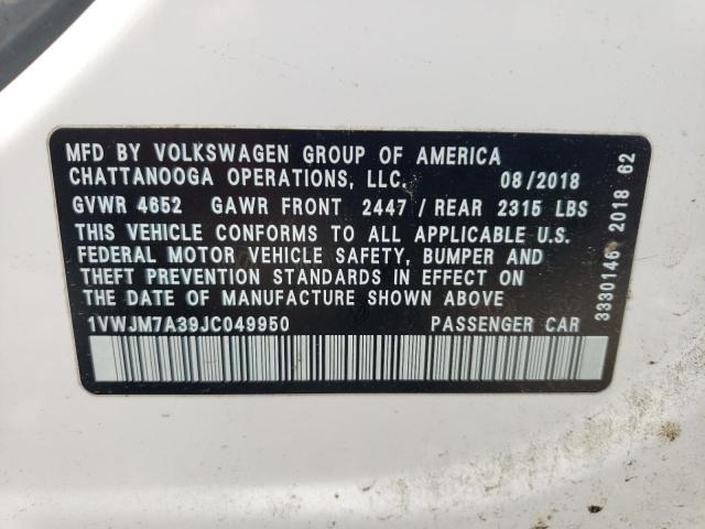 2018 VOLKSWAGEN PASSAT GT 1VWJM7A39JC049950