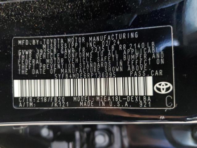 2024 Toyota Corolla Le VIN: 5YFB4MDE6RP136095 Lot: 52157504