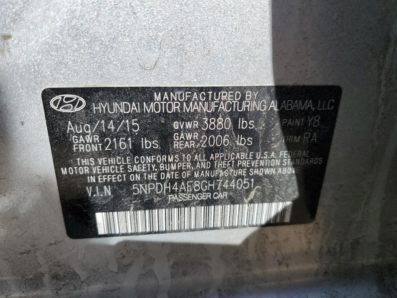 5NPDH4AE8GH744051 2016 Hyundai Elantra Se