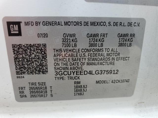2020 CHEVROLET SILVERADO - 3GCUYEED4LG375912