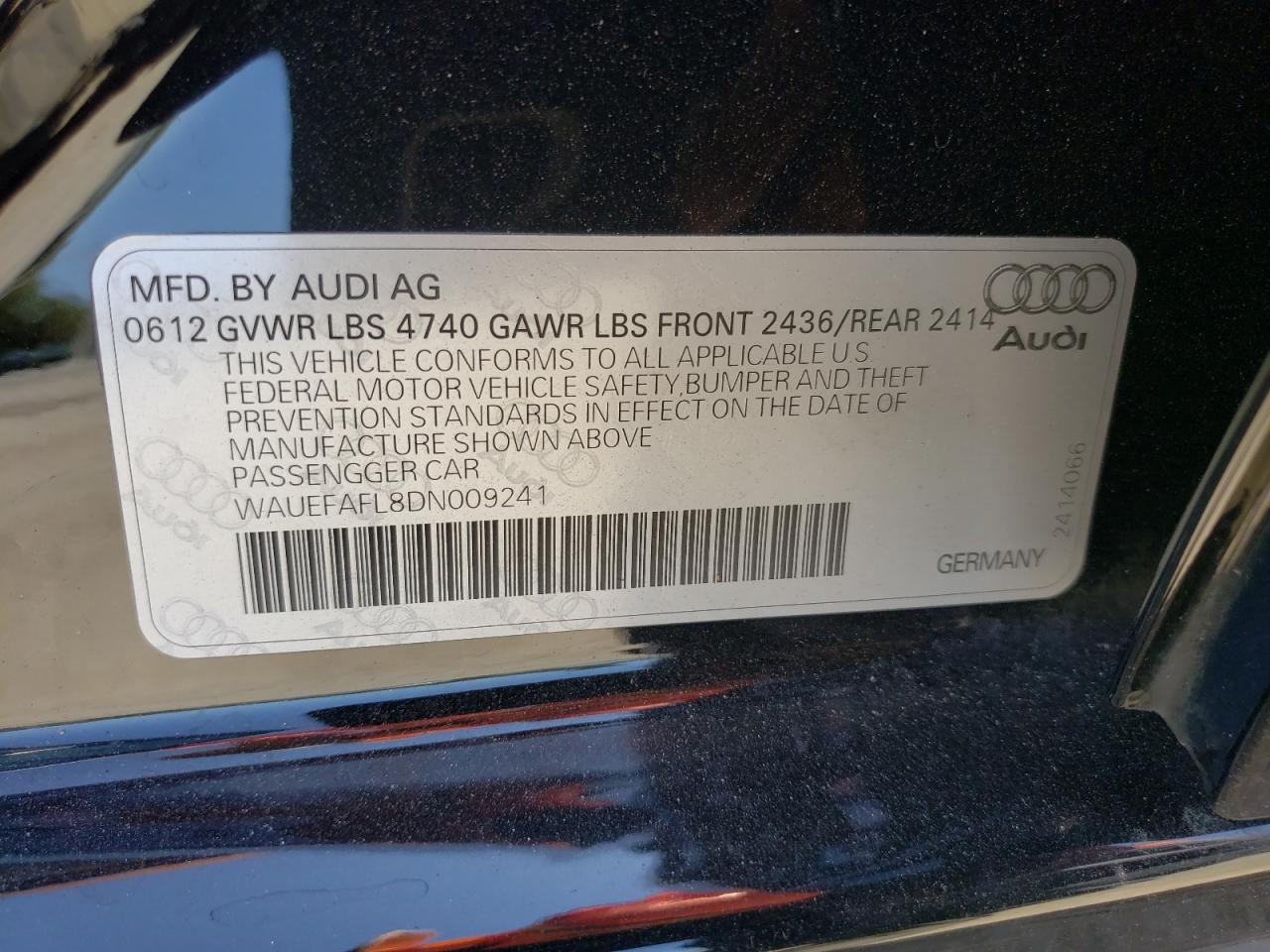 WAUEFAFL8DN009241 2013 Audi A4 Premium Plus