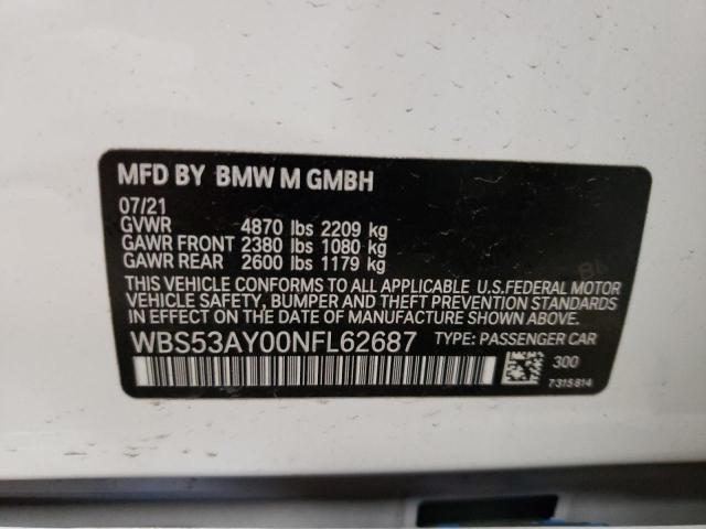 WBS53AY00NFL62687 BMW M3  12