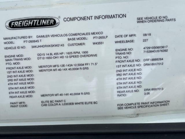 Lot #2461328501 2019 FREIGHTLINER CASCADIA 1 salvage car