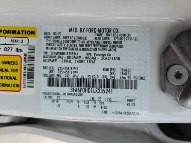 3FA6P0HD1LR235241 Ford Fusion SE 12