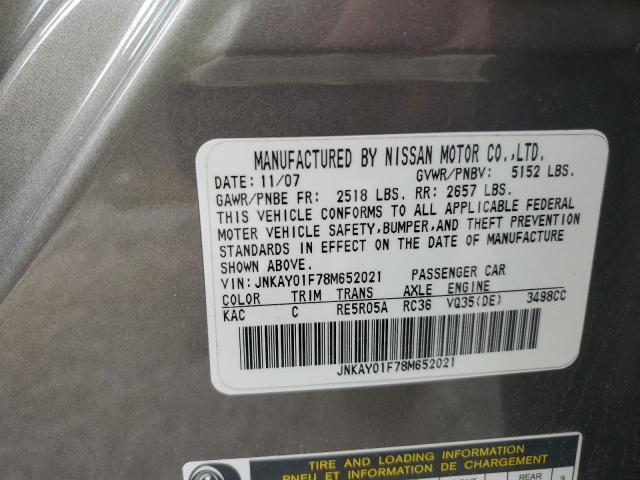 2008 Infiniti M35 Base VIN: JNKAY01F78M652021 Lot: 51349564