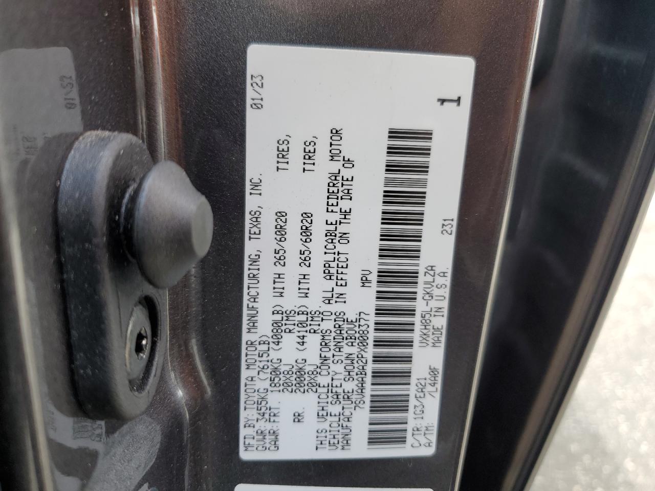 7SVAAABA2PX008377 2023 Toyota Sequoia Sr5