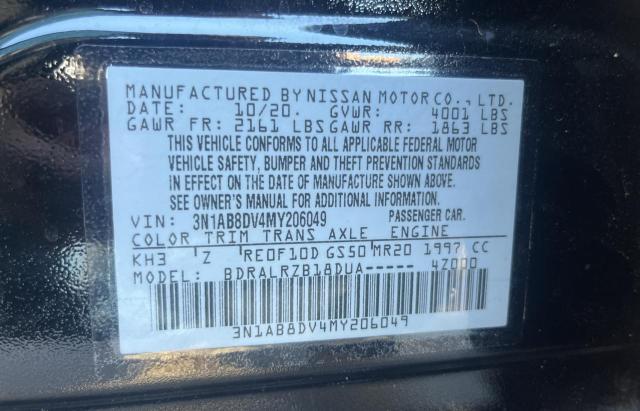 2021 Nissan Sentra Sr Xtronic Cvt VIN: 3N1AB8DV4MY206049 Lot: 40790103