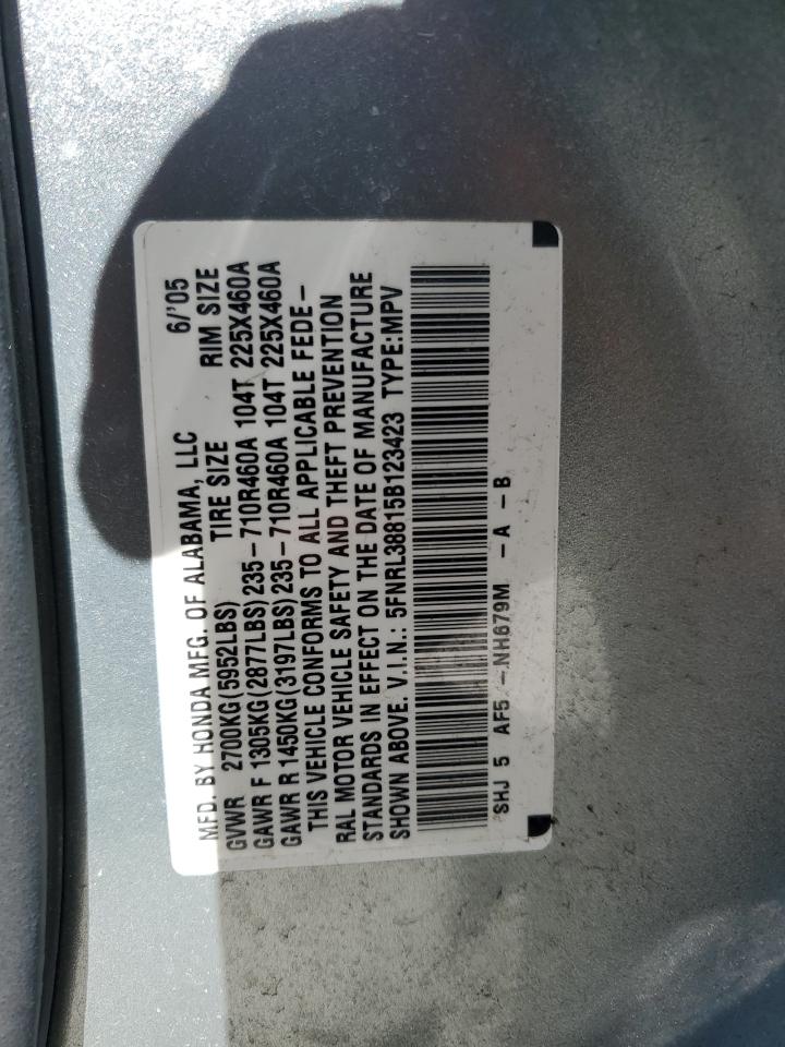 5FNRL38815B123423 2005 Honda Odyssey Touring
