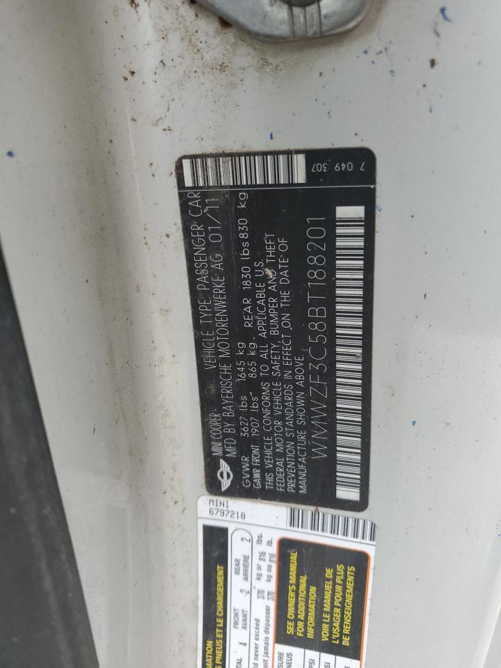 WMWZF3C58BT188201 2011 Mini Cooper Clubman