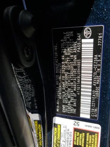 2020 Toyota Camry Se VIN: 4T1G11AK8LU944865 Lot: 51354754