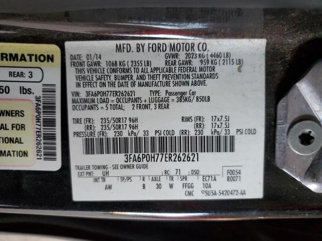 2014 Ford Fusion Se VIN: 3FA6P0H77ER262621 Lot: 51600284