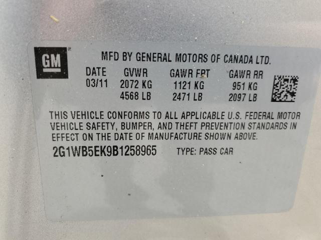 2011 Chevrolet Impala Lt VIN: 2G1WB5EK9B1258965 Lot: 50411374