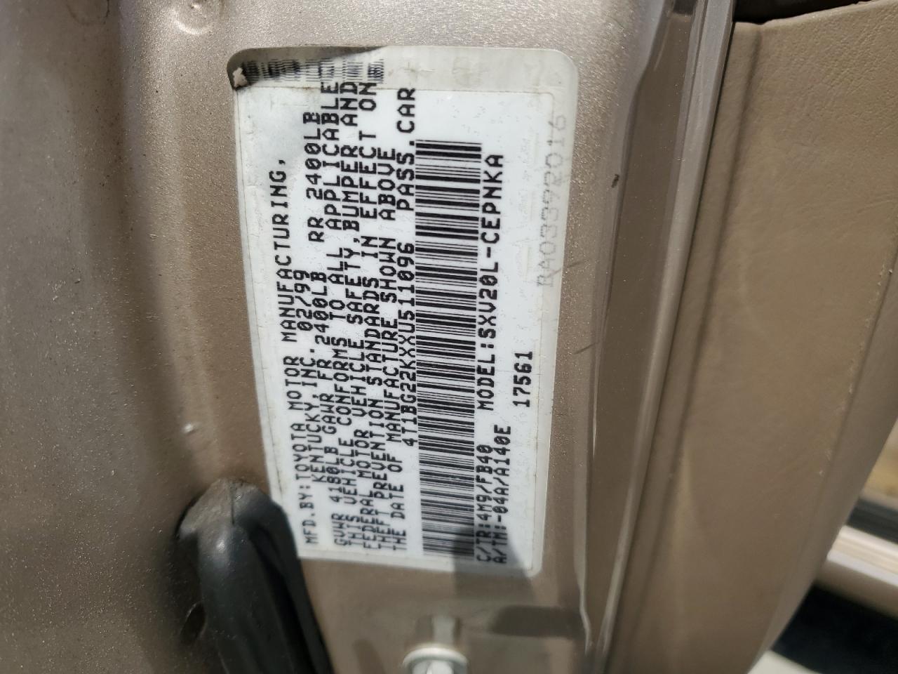 4T1BG22KXXU511096 1999 Toyota Camry Ce