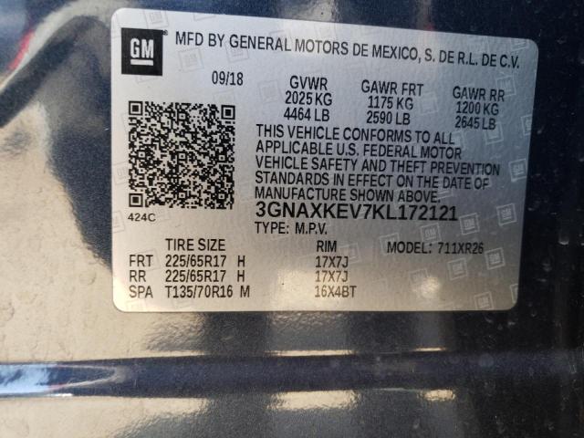 2019 Chevrolet Equinox Lt VIN: 3GNAXKEV7KL172121 Lot: 51258534