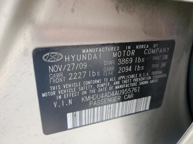 2010 Hyundai Elantra Blue VIN: KMHDU4AD4AU955761 Lot: 52200034