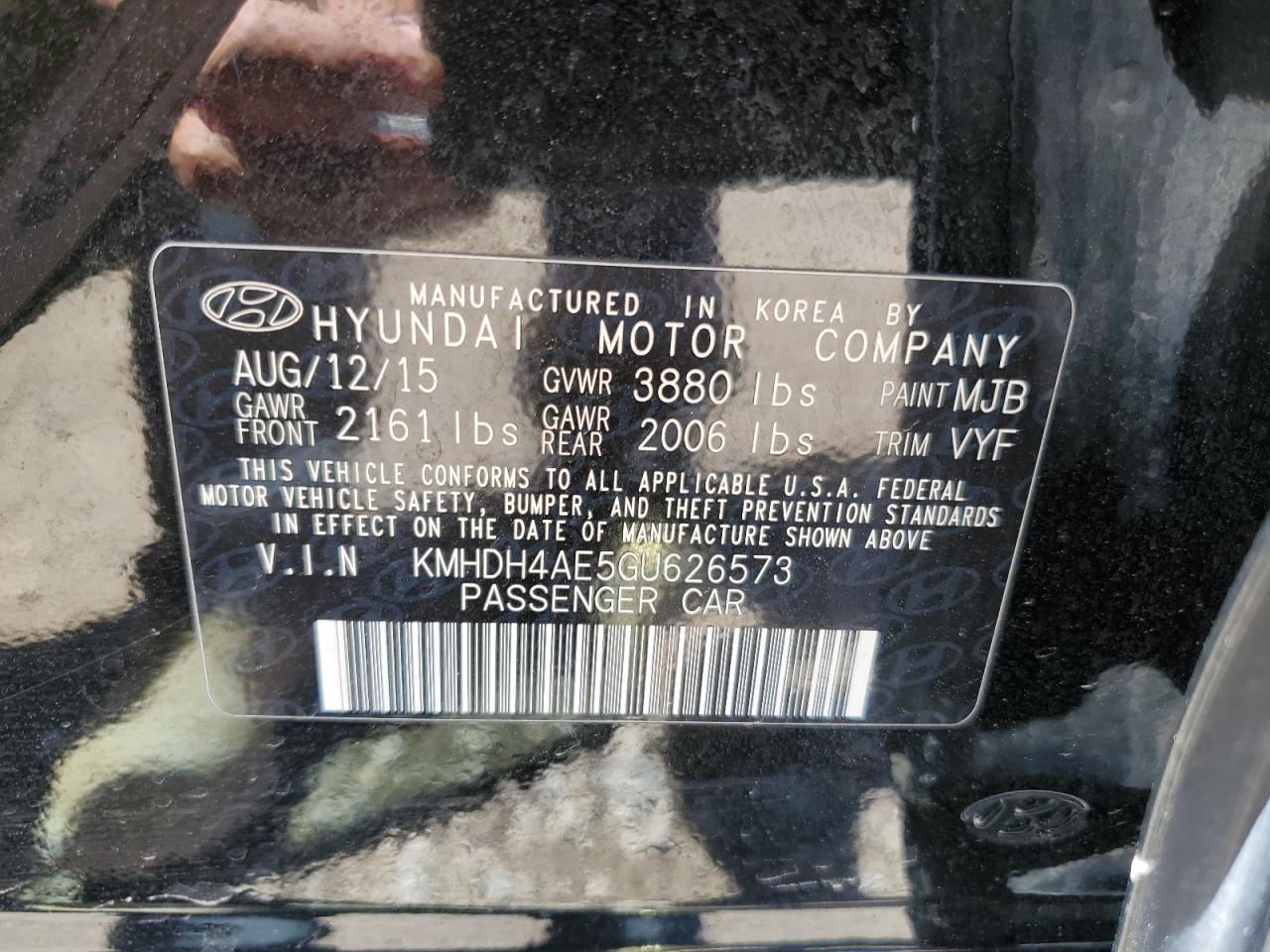 KMHDH4AE5GU626573 2016 Hyundai Elantra Se